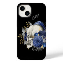 Blue Floral Skull Personalised