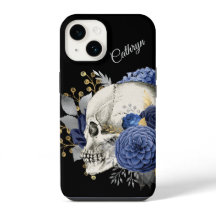 Blue Floral Skull Personalised