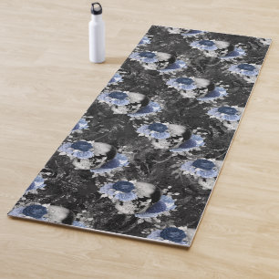 Blue Floral Skull Series Design 1 Yoga Mat
