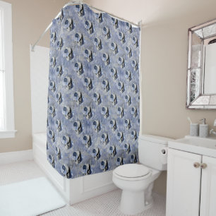 Blue Floral Skull Series Design 2 Shower Curtain