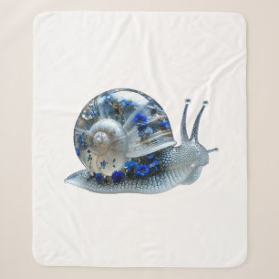 Blue Floral Snail Sherpa Throw