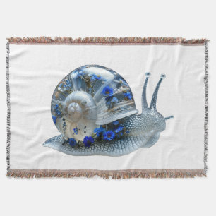 Blue Floral Snail Sherpa Throw Blanket