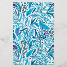 Blue Floral Soap Wrap Paper Sheet
