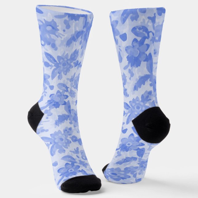 Blue Floral  Socks (Angled)