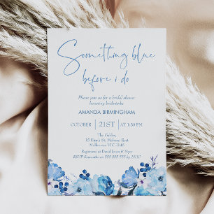 Blue Floral Something Blue Bridal Shower  Invitation