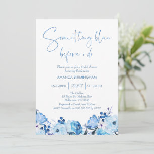 Blue Floral Something Blue Bridal Shower  Invitation