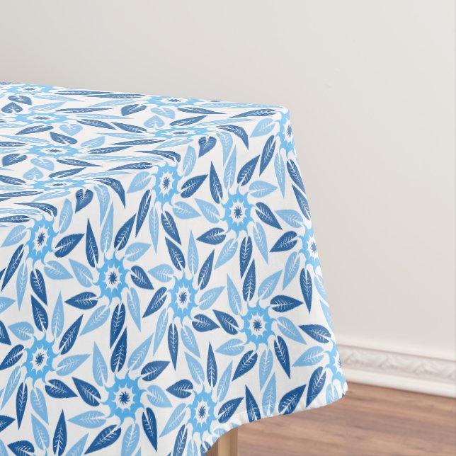 Blue Floral Spiral Tablecloth (In Situ)