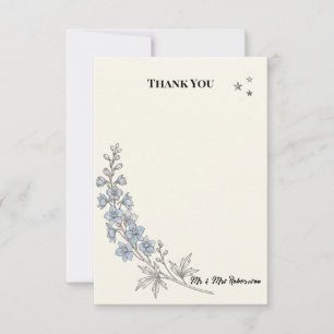Blue Floral Star Wedding Thank You Card