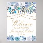 Blue Floral String Lights White Wedding Welcome