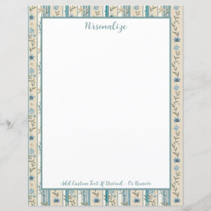 Blue Floral Stripe Border Design Personalised