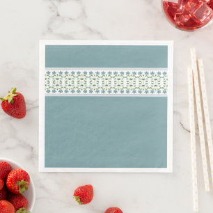 Blue Floral Stripe Print Napkin