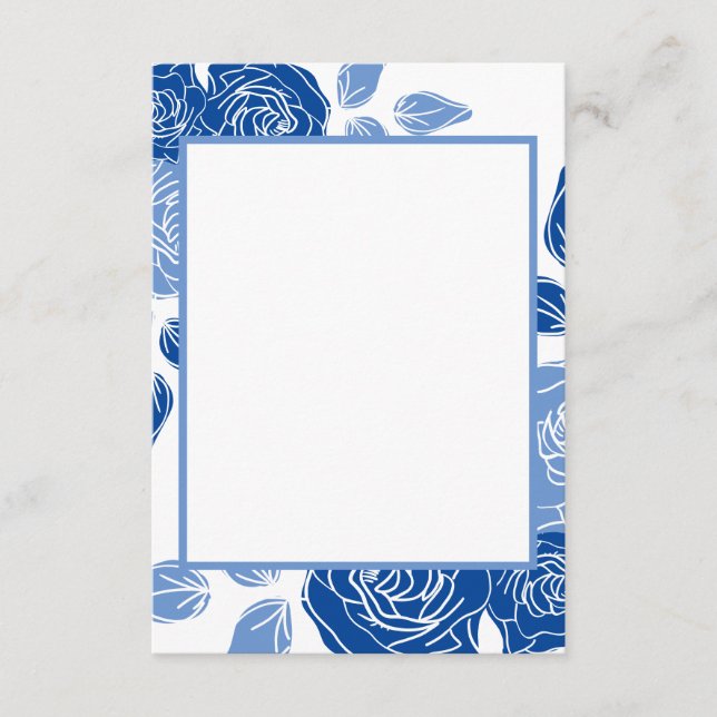 Blue Floral Stylish Rose Chic Simple Wedding Enclosure Card (Front)