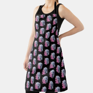 Blue Floral Sugar Skull Pink Flowers Apron