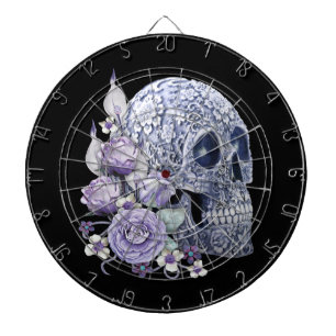 Blue Floral Sugar Skull Purple Flowers Dartboard