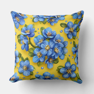 💙 Blue Floral Sunny Home Style Decor 💛 Cushion