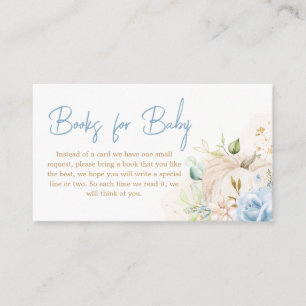 Blue Floral Sweet Little Pumpkin Books for Baby Enclosure Card