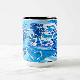 Blue Floral Swirl — Modern Abstract Mug