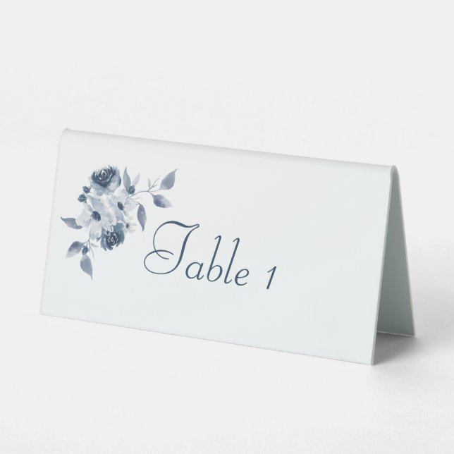 Blue Floral Table Signs Weddings (Front)