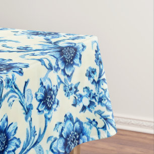 Blue Floral Tablecloth