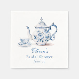 Blue Floral Tea Party Bridal Shower Napkin