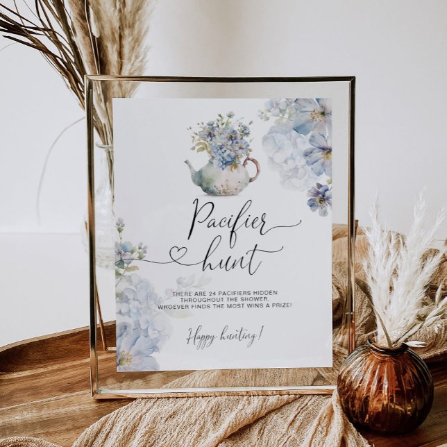 Blue floral tea party Pacifier hunt game Poster (Creator Uploaded)