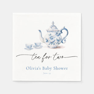 Blue Floral Tea Party Twin Baby Shower Napkin