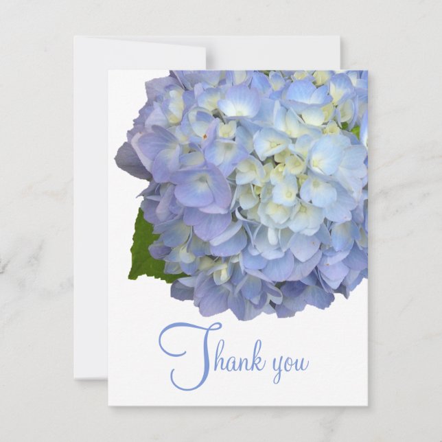 Blue Floral Thank You Blank Flat Cards (Front)