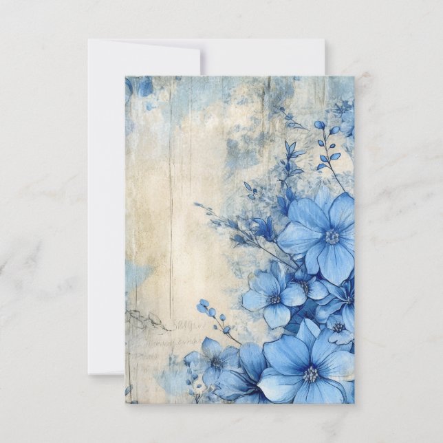 Blue Floral Thank You Card (Front)