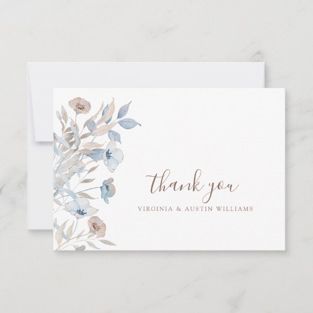 Blue Floral Thank You Card (Front)