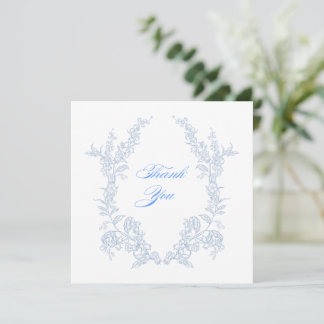 Blue Floral Thank You Card