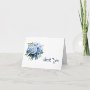 Blue Floral Thank You Note Card
