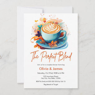 Blue Floral The Perfect Blend Couples Shower Invitation