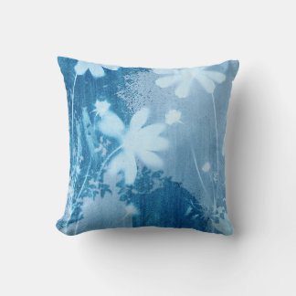Blue Floral Throw Pillow
