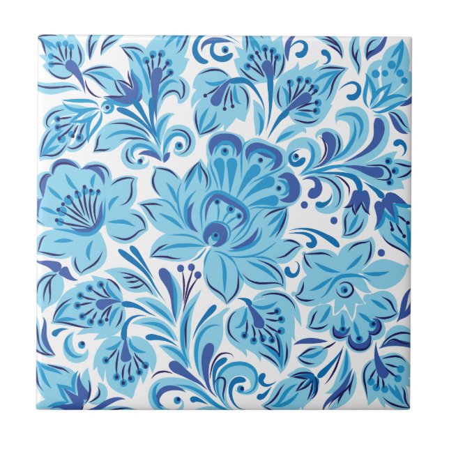 Blue Floral Tile (Front)