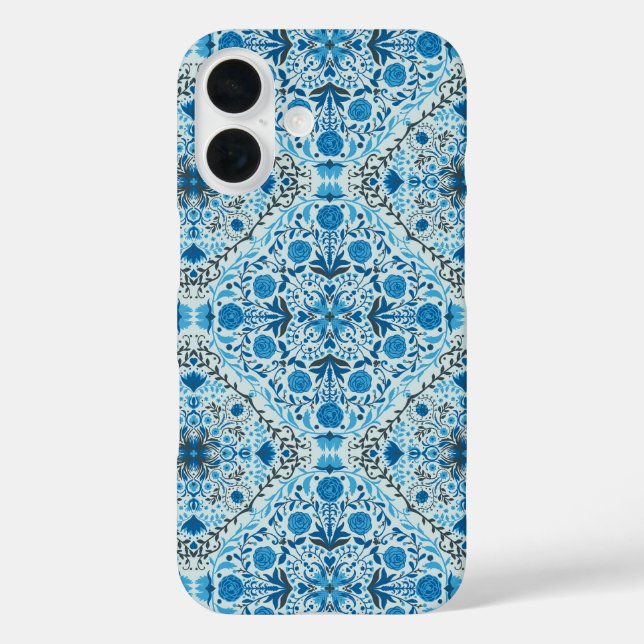 Blue floral tiles Case-Mate iPhone case (Back)