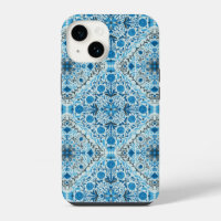 Blue floral tiles