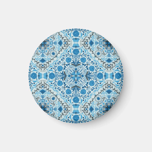 Blue floral tiles magnet (Front)