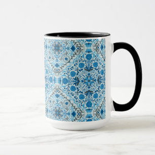 Blue floral tiles mug