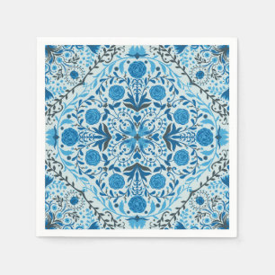 Blue floral tiles napkin