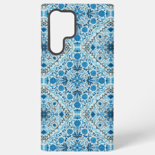 Blue floral tiles samsung galaxy case