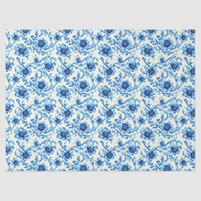 Blue Floral Tissue Paper (Front)