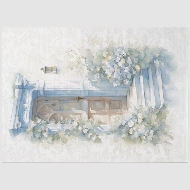 Blue Floral Tissue Paper (Front)