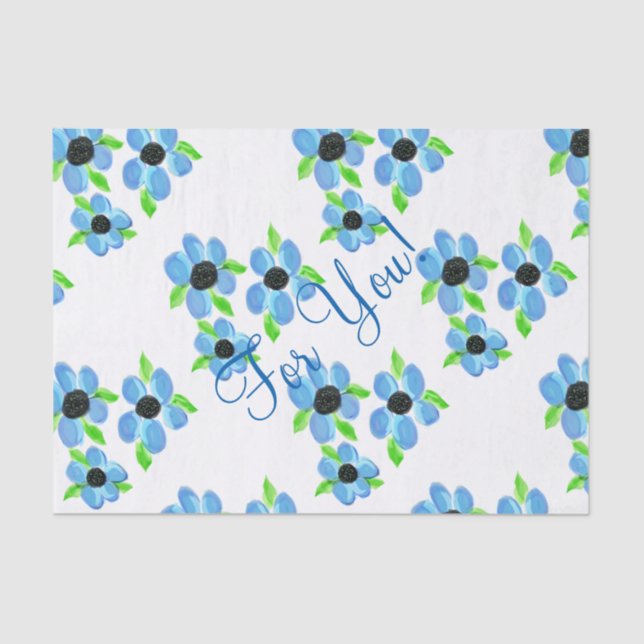 Blue Floral Tissue Paper (Front)