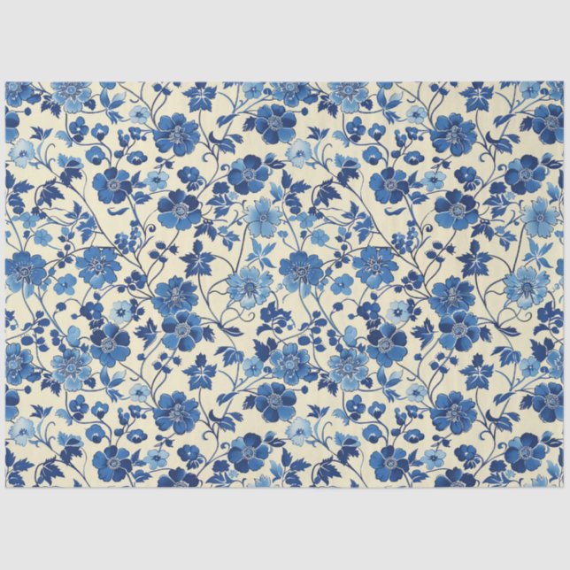 Blue Floral Tissue Paper (Front)