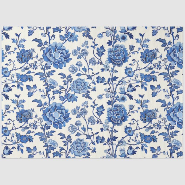 Blue Floral Tissue Paper (Front)