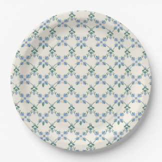 Blue Floral Trellis Garden Paper Plates