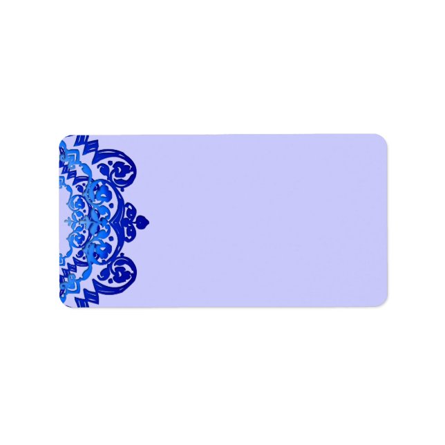 Blue Floral Vintage Art Blank Address Labels (Front)