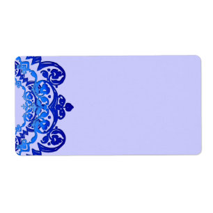Blue Floral Vintage Art Blank Large Labels