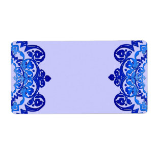 Blue Floral Vintage Art Blank Large Labels