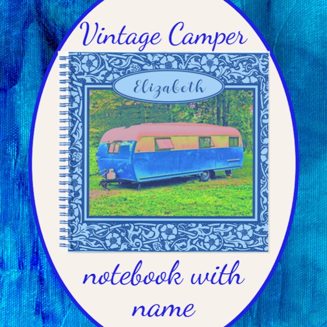 Blue Floral Vintage Camper Trailer Notebook (Creator Uploaded)